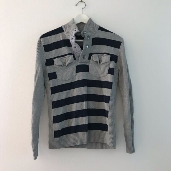 3/$15-‎ International Concept striped button up Sweater - Picture 1 of 4